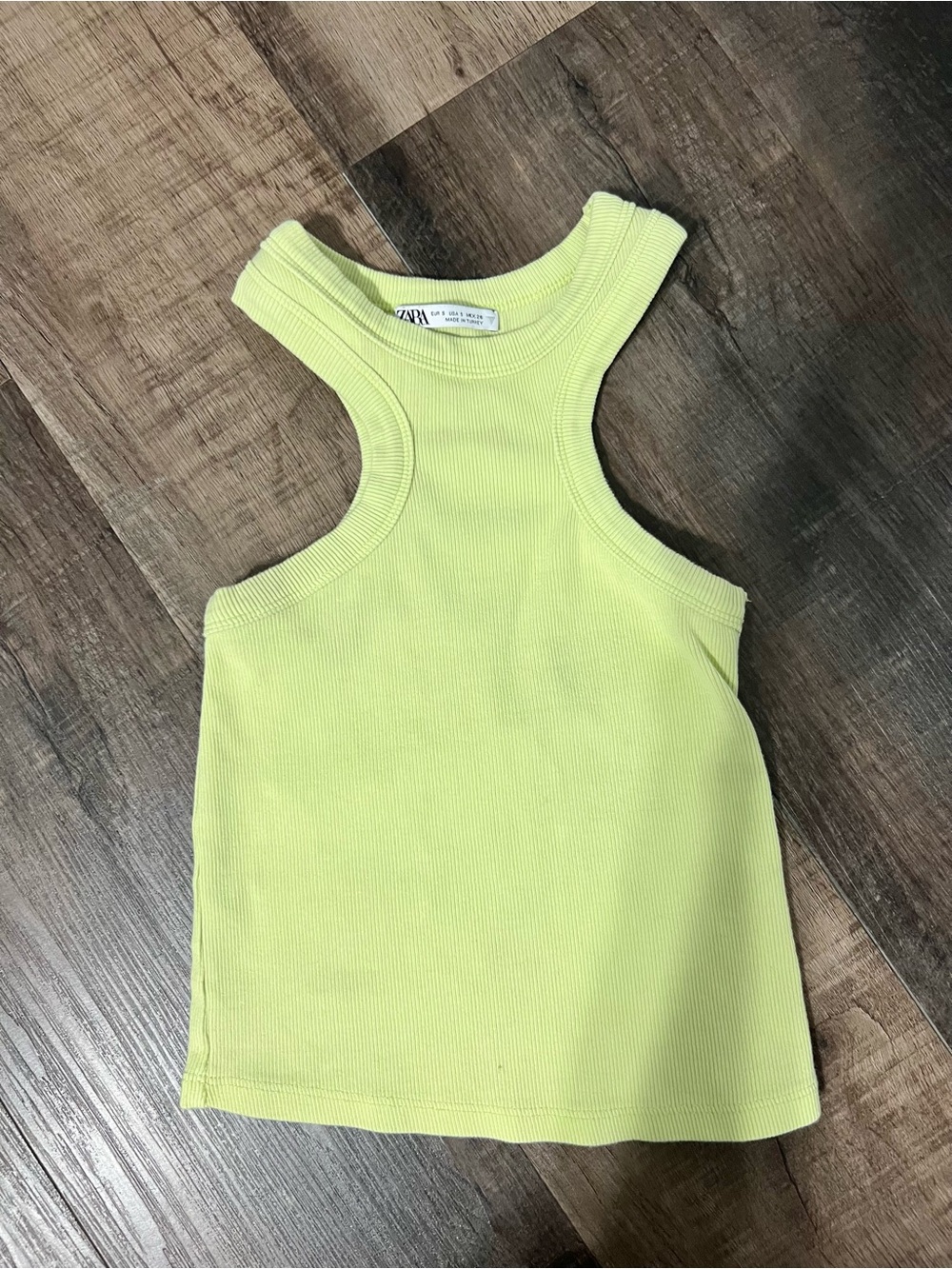 ZARA Size Small Women’s Neon Yellow Cropped Tank Top